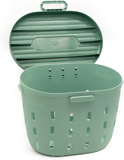Vego Garden In-Ground Worm Composter Outdoor Farm Compost Bin 7 Gallons BPA-Free Composting System for Raised Garden Beds Sage Green, Twin Pack