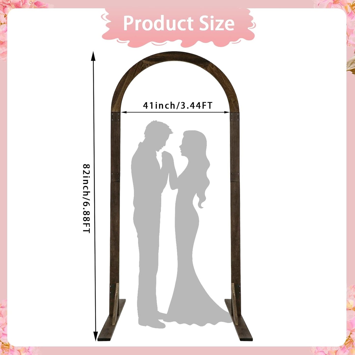 6.89 ft Wooden Wedding Arch – Large Balloon Arch Backdrop Stand, Wood Arch Arbor Arch Frame for Wedding, Proposals, Valentine's Day, Garden Decoration