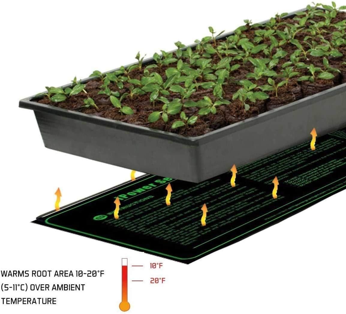 iPower 2-Pack 40-108 Degrees Fahrenheit Digital Heat Mat Thermostat Controller and 20" x 20" Hydroponic Seeding Warm Pad Plant Starting Kit Combo