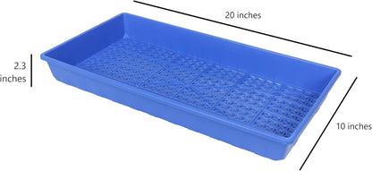 SUNPACK 10" x 20" Heavy Duty Mesh Plastic Seed Starting Tray, Blue, 2.3" (Pack of 30) - Ensures Water Drainage and Aeration, Perfect for Greenhouses or Indoor Gardening