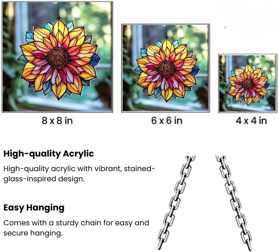 Acrylic Suncatcher Colorful Window Hanging Ornament Sun Catcher Panel for Home Decor Car Garden Gift Fantasy Dragon Book Tea