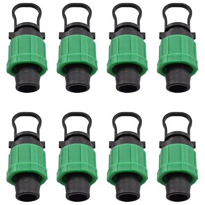 Drip Irrigation Tubing End Cap Plugs Universal Barbed Locking Fittings for 16-17mm Drip Tape Tubing Sprinkler System [8PCS, Green]