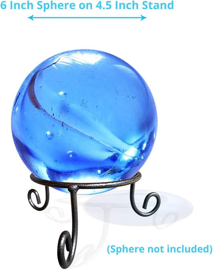 Black Iron Gazing Globe Stand, Wrought Iron Sphere Holder, Crystal Ball and Glass Bowl Display