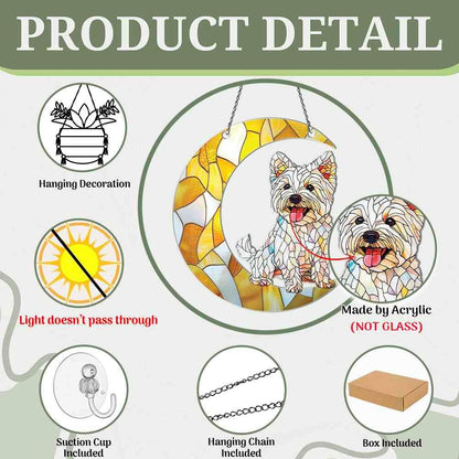 Westie Ornaments Decor for Christmas Tree - Westie Gifts for Women Men - Westie Home Kitchen Room Christmas Decorations - 2D Flat Acrylic Ornament Window Hanging