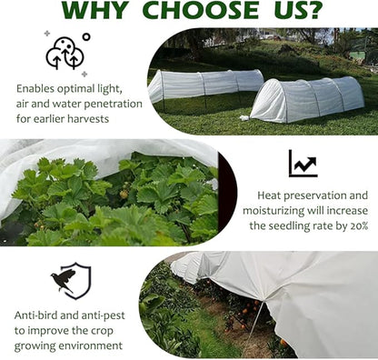 Plant Freeze Protection Cover, 10x50ft Frost Cloth Winter Garden Blanket, Floating Row Cover for Cold Weather and Shade, Perfect for Outdoor Vegetables, Trees, Greenhouse