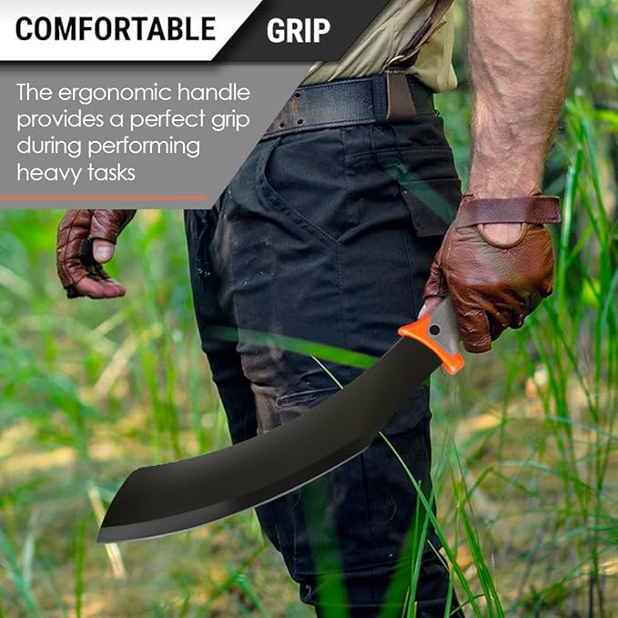 Machete with Saw - 25” Heavy Duty Tool & Sheath - Ergonomic No-Slip Handle - Survival Knife with Serrated Blade - Machetes for Bushcraft Outdoor Hunting Garden Cutting Trees and Yard Work