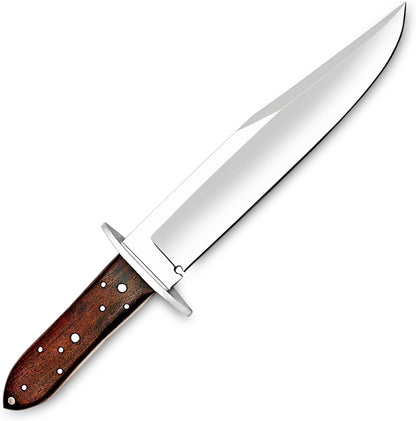 Handmade D2 Steel 14 Inches Full Tang Bowie Knife with leather sheath, Hunting knife with Wood Handle and steel Guard Ideal for Bushcraft, Camping, Survival, Hunting & outdoor use (I9S6)