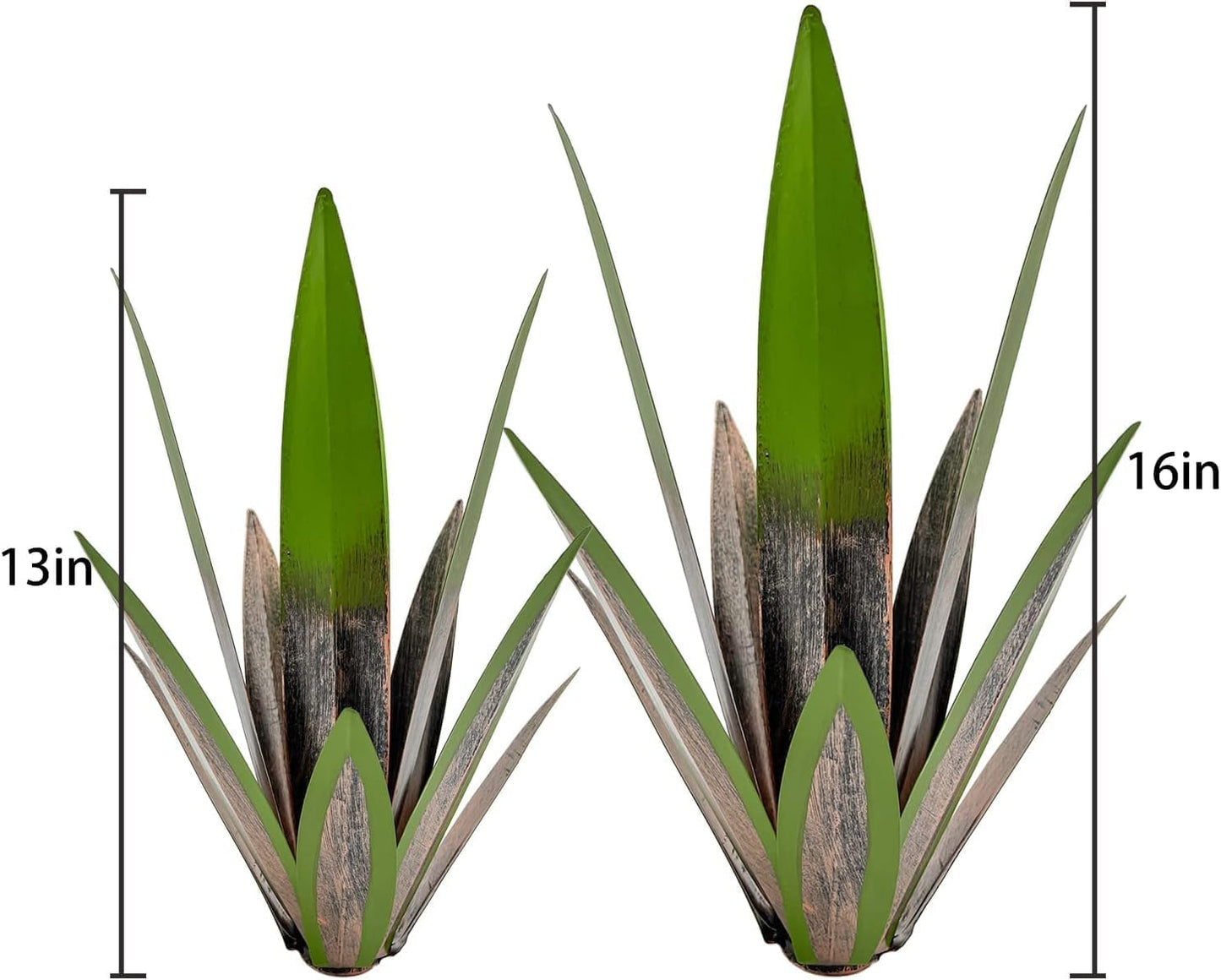 Metal Agave Plants, 2 Pack Big Tequila Rustic Sculpture, Rustic Metal Agave Plants Lawn Home Ornaments, for Yard Stakes, Garden Figurines, Outdoor Patio (2 PCS Green)