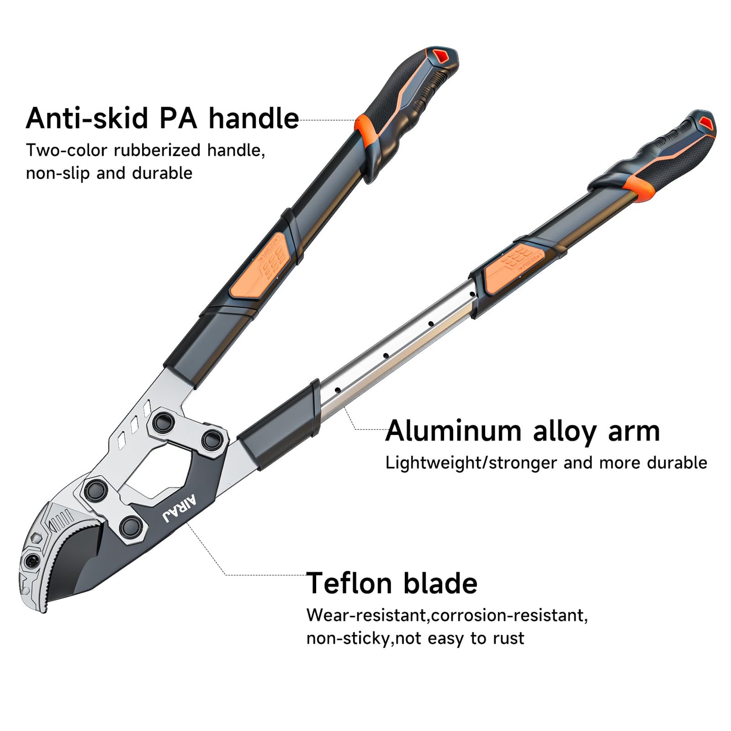 AIRAJ 27-37'' Extendable Anvil Loppers,Tree Trimmer Heavy Duty with Compound Action,Branch Cutter