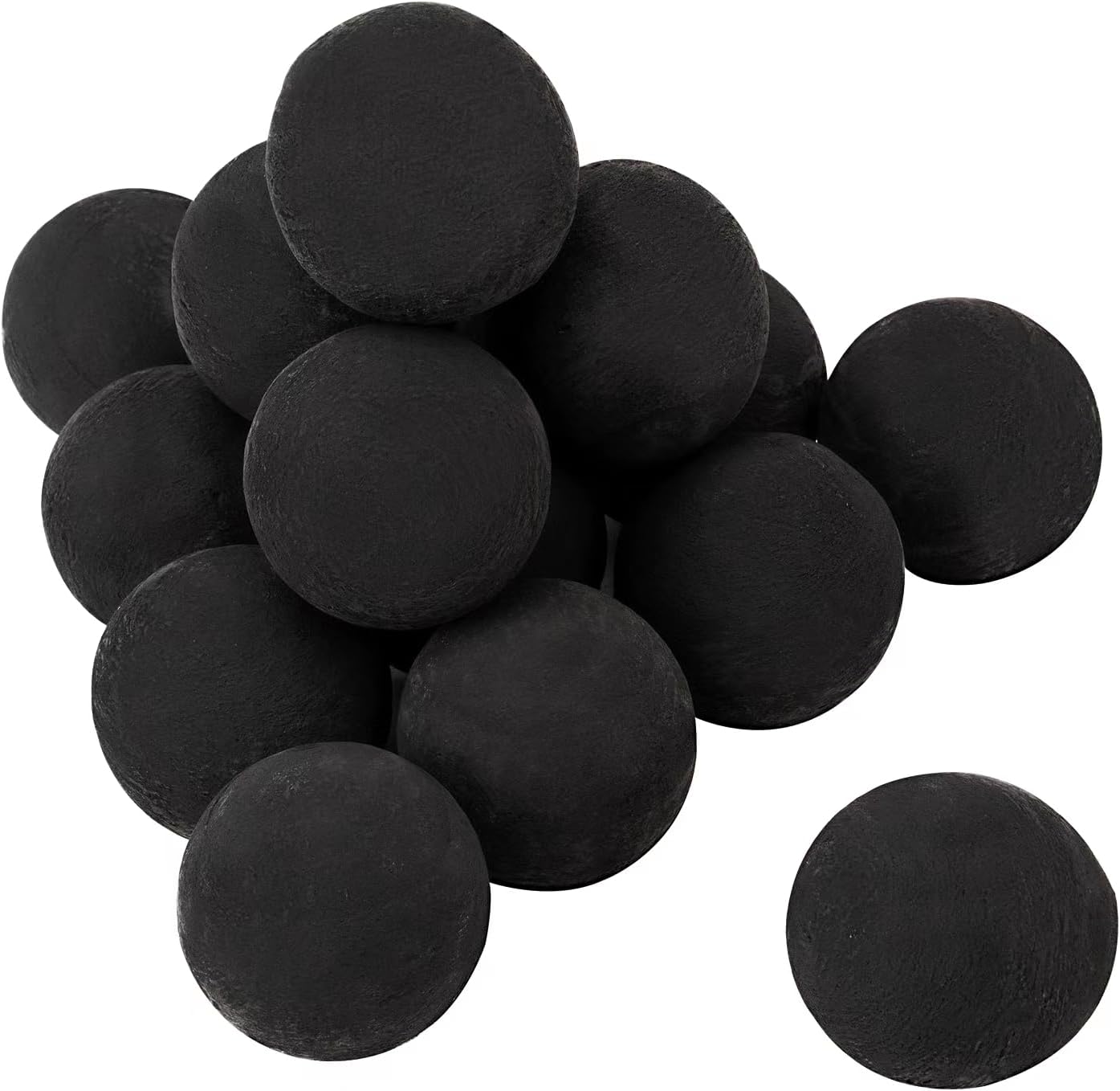 Skyflame Ceramic Balls, Set of 15 Round Fire Stones Set for Indoor and Outdoor Fire Pits or Fireplaces Accessory, 3 Inch, Black
