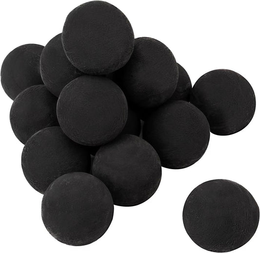 Skyflame Ceramic Balls, Set of 15 Round Fire Stones Set for Indoor and Outdoor Fire Pits or Fireplaces Accessory, 3 Inch, Black