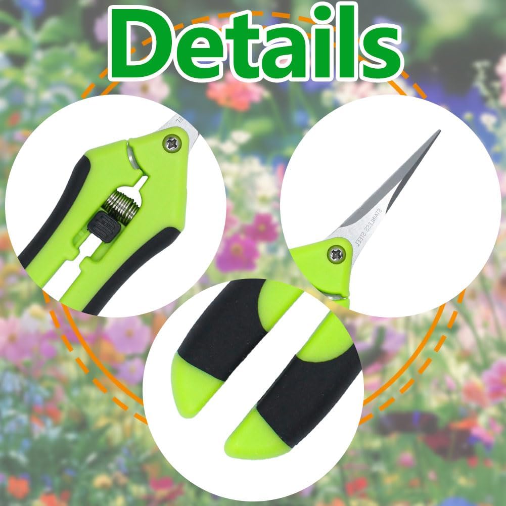 HAISHANG Pruning Shears, 6.5 Inch Garden Shears, Gardening Scissors with Straight Stainless Steel Precision Blades for Trimming Plant, Herb, Flower, Hedge, Rose, Bonsai
