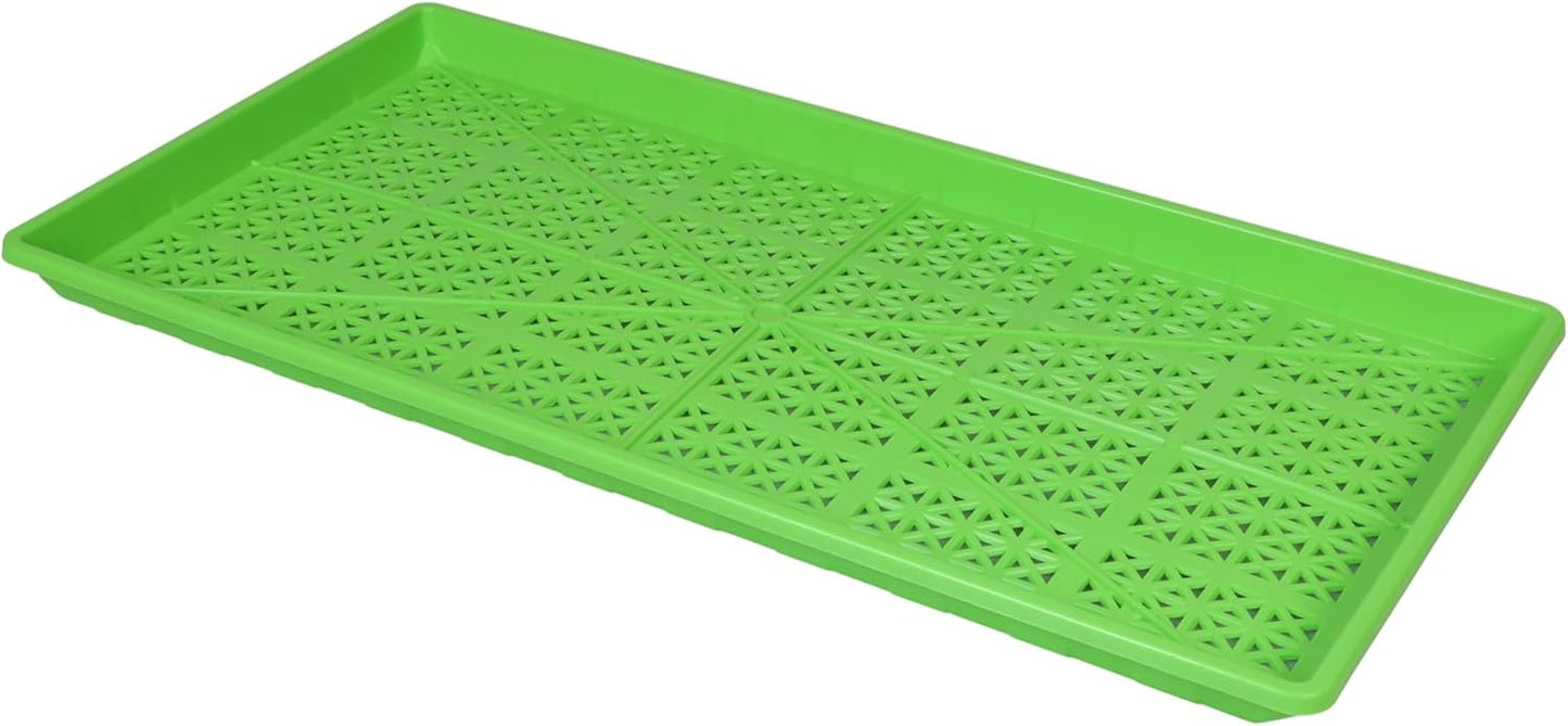 SUNPACK 10" x 20" Heavy Duty Mesh Plastic Seed Starting Tray, Green, 1" (Pack of 10) - Ensures Water Drainage and Aeration, Perfect for Greenhouses or Indoor Gardening