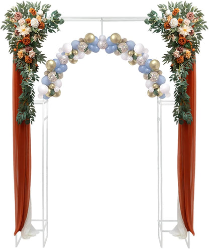 Wedding Arch Backdrop Stand, White Double Square Arch Backdrop Stand for Ceremony, 7.87ft Tall Metal Open Balloon Arches Garden Arbor Frame for Photo Background Decoration