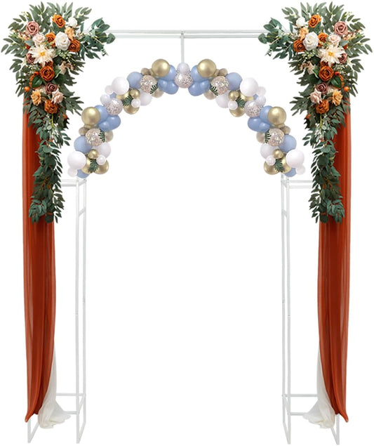 Wedding Arch Backdrop Stand, White Double Square Arch Backdrop Stand for Ceremony, 7.87ft Tall Metal Open Balloon Arches Garden Arbor Frame for Photo Background Decoration