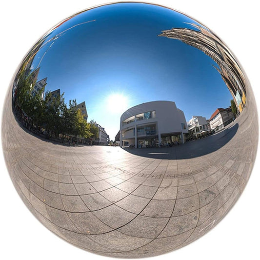 Nerien 8 Inch Gazing Ball, Stainless Steel Garden Mirror Globe, Polished Ornament Sphere, Hollow Floating Reflective Hemisphere, for Home Outdoor Pond Housewarming Swimming Pool Decoration, Silver