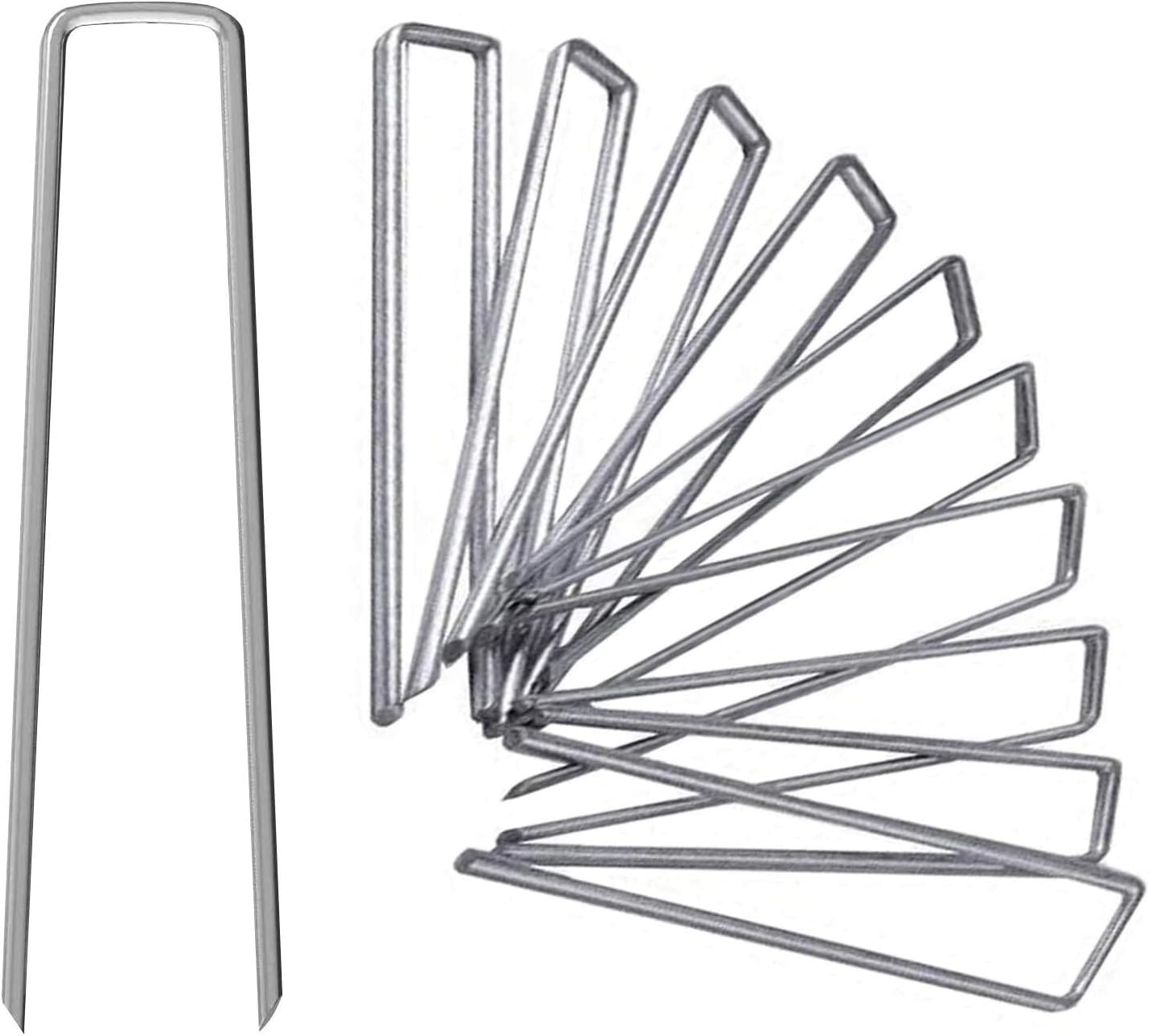 6 Inch Galvanized Garden Landscape Staples Stakes 25 50 100 PCS Anti-Rust Garden Staples U-Shaped Landscape Pins for Secure Lawn Fabric (25, 6 Inch)