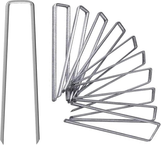 6 Inch Galvanized Garden Landscape Staples Stakes 25 50 100 PCS Anti-Rust Garden Staples U-Shaped Landscape Pins for Secure Lawn Fabric (25, 6 Inch)