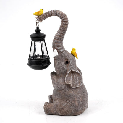 Elephant Garden Statues with Solar Lantern, Outdoor Figurine Resin Sculpture Hanging Solar Power Lights for Decoration Yard Patio Balcony Lawn Ornament Art Decor, Unique Gift for Grandma Wowen Mom