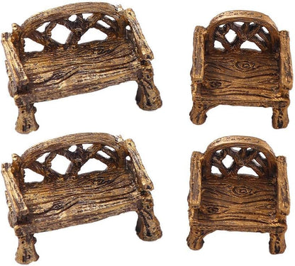 Fairy Garden Furniture Ornaments Miniature Resin Chair Bench Fairy Village Micro Resin Dollhouse Accessories Home Micro Landscape Decoration(1PCS Bench)
