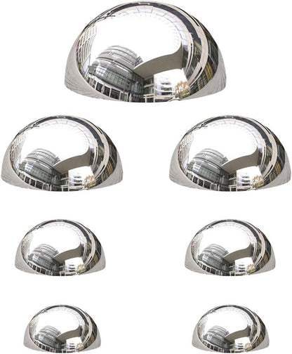 7pcs Half Gazing Globe Mirror Ball,Silver 304 Stainless Steel Hollow Polished Reflective Smooth Garden Sphere,Colorful and Shiny Addition to Any Garden or Home
