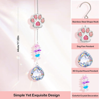 Dog Memorial Gifts for Loss of Dog - Loss of Dogs Sympathy Gift - Pet Memorial Crystal Decor Suncatcher - Thoughtful Dogs Remembrance Bereavement Gift (Pink Round Crystal Suncatcher)