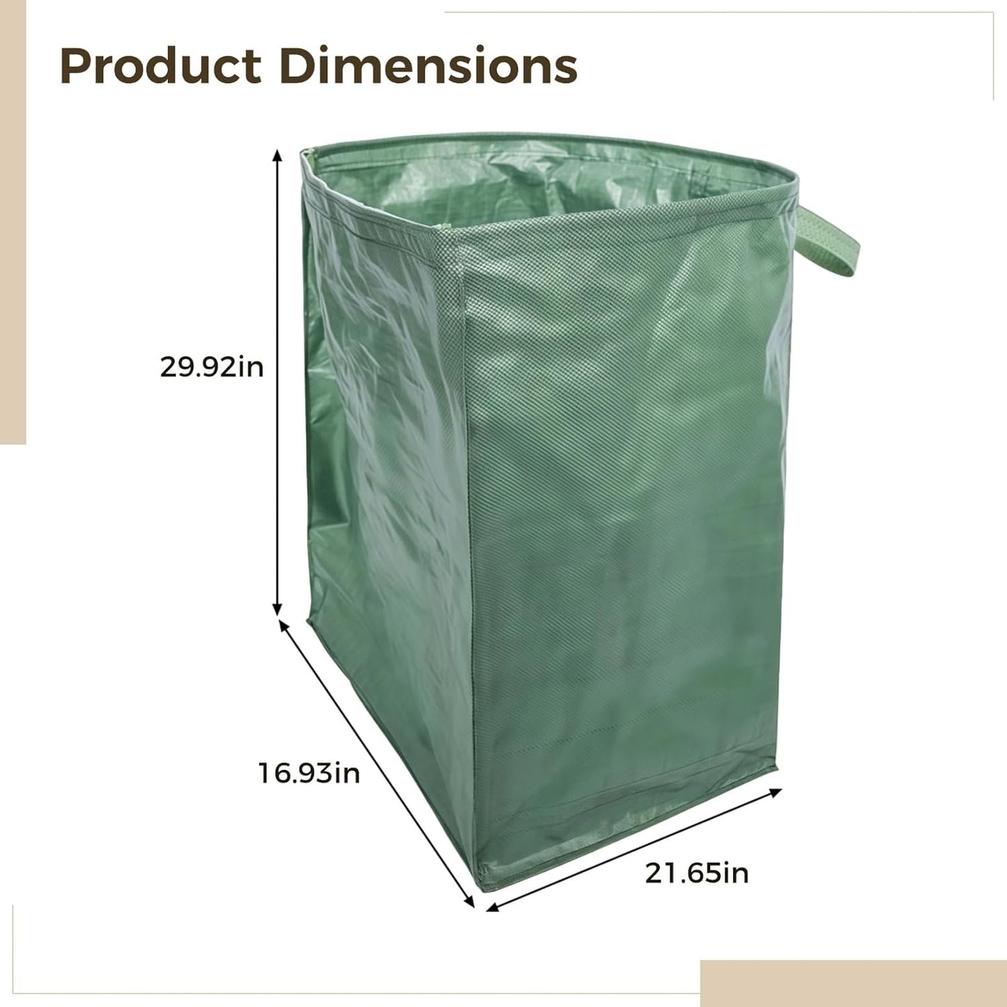 2 Pcs 53 Gallon Reusable Lawn Bags, Yard Waste Container with Easy Sweep Leaf Collector PP Material, Large Capacity, Foldable, Ideal for Leaves, Branches, and Grass Clippings