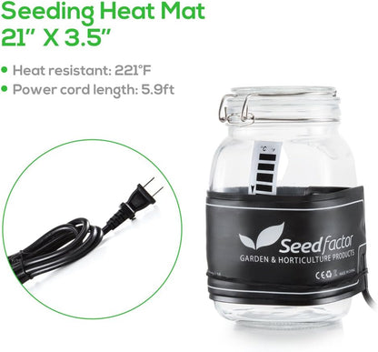 MET Certified Seedling Heat Mat, Seedfactor Waterproof Durable Germination Station Heat Mat, Warm Hydroponic Heating Pad for Indoor Home Gardening Seed Starter(3.5" X 21")