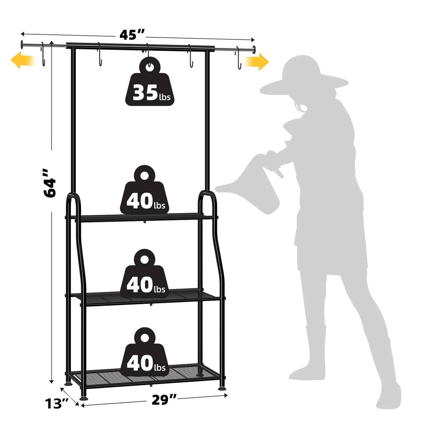 Simple Trending Plant Stand Indoor Outdoor, Heavy Duty Metal 3 Tiered Hanging Plant Shelf for