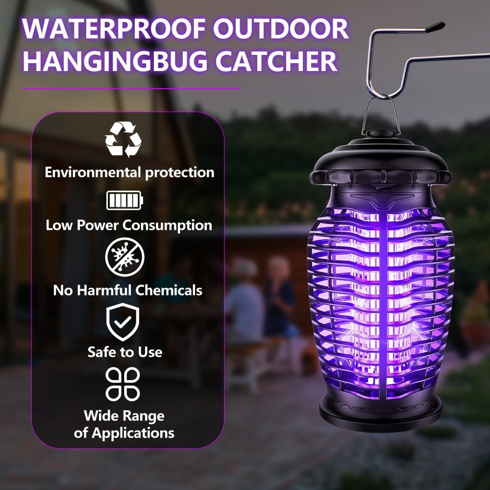 Bug Zapper Indoor Outdoor, 4200V Mosquito Zapper, 15W Fly Zapper, Mosquito Killer, Fly Traps, Flying Insects Zapper Indoor Outdoor,