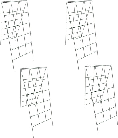 Garden Cucumber Trellis A-Frame Folding Plant Trellis 46 Inch by 18 Inch for Climbing Vegetables Flowers Green 4 Pack with Clips and Cable Ties