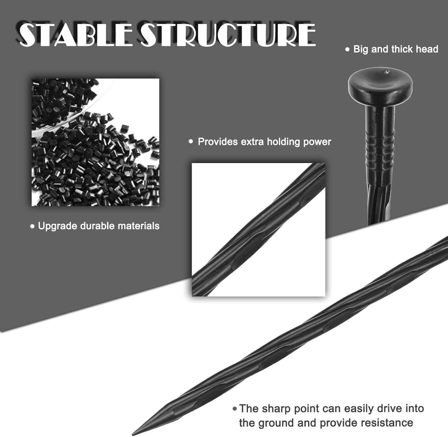 Plastic Landscape Anchoring Spikes 25 Pcs 8 Inch Nylon Spiral Landscape Spikes for Yard, Garden Lawn, Weed Barriers, Artificial Turf, Tent