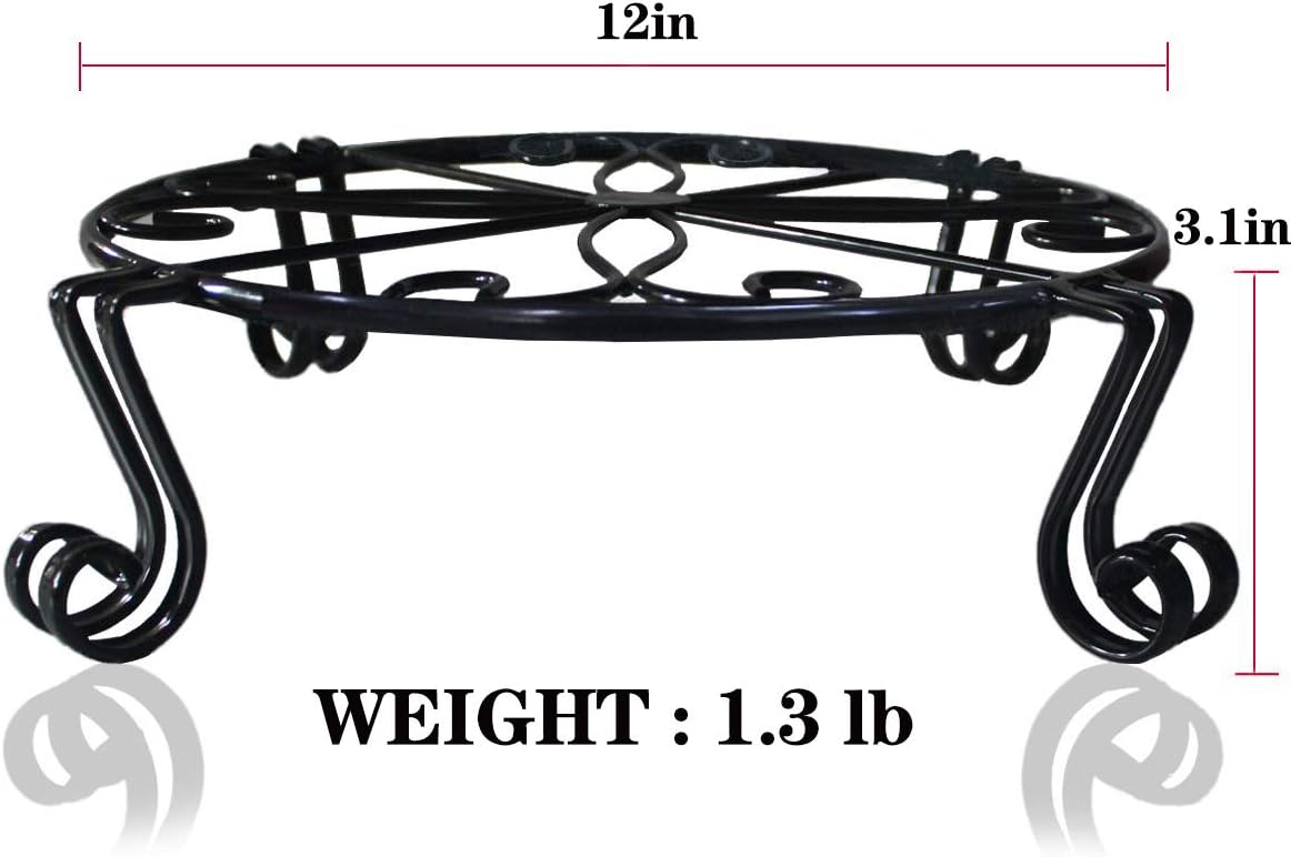 2 Pack Black Plant Stand for Flower Pot Heavy Duty Potted Holder Indoor Outdoor Metal Rustproof Iron Garden Container Round Supports Rack for Planter Bronze, Pumpkin Stand Outdoor…