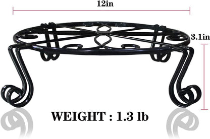 2 Pack Black Plant Stand for Flower Pot Heavy Duty Potted Holder Indoor Outdoor Metal Rustproof Iron Garden Container Round Supports Rack for Planter Bronze, Pumpkin Stand Outdoor…