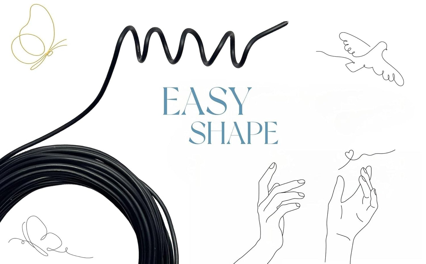 Bonsai Training Wire Black Floral Wire 10m/32.8feet Bonsai Training Wire Stems Anodized Aluminum Tree Wire for Plants Gardening Branch Fixing Horticulture Landscape,2mm