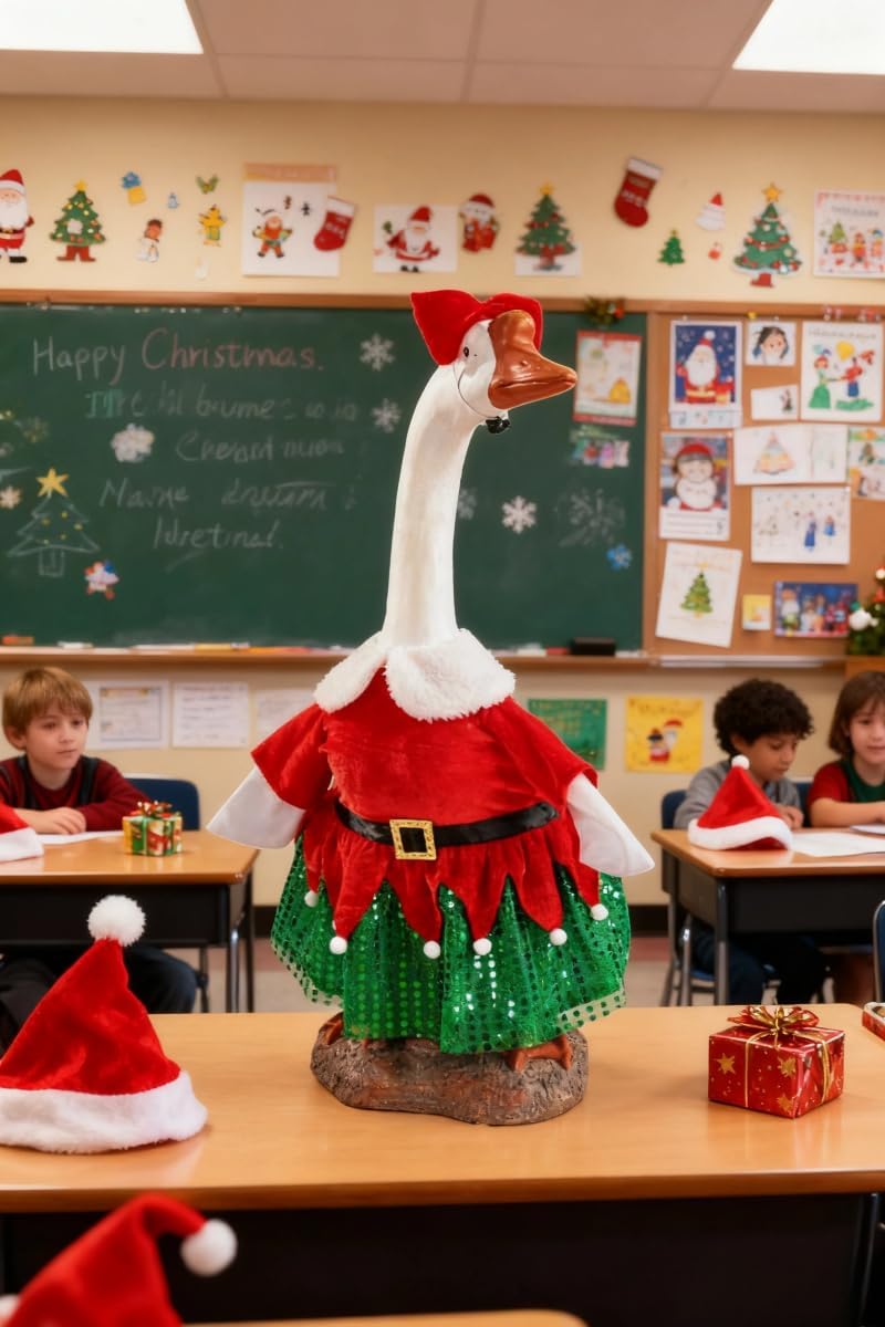 Christmas Porch Goose Outfit - 23" Goose Costume Festive Outfit for Cement Plastic Porch Goose Statue – Funny Outdoor Christmas Decor,Lawn Yard Decor,Patio & Garden Party