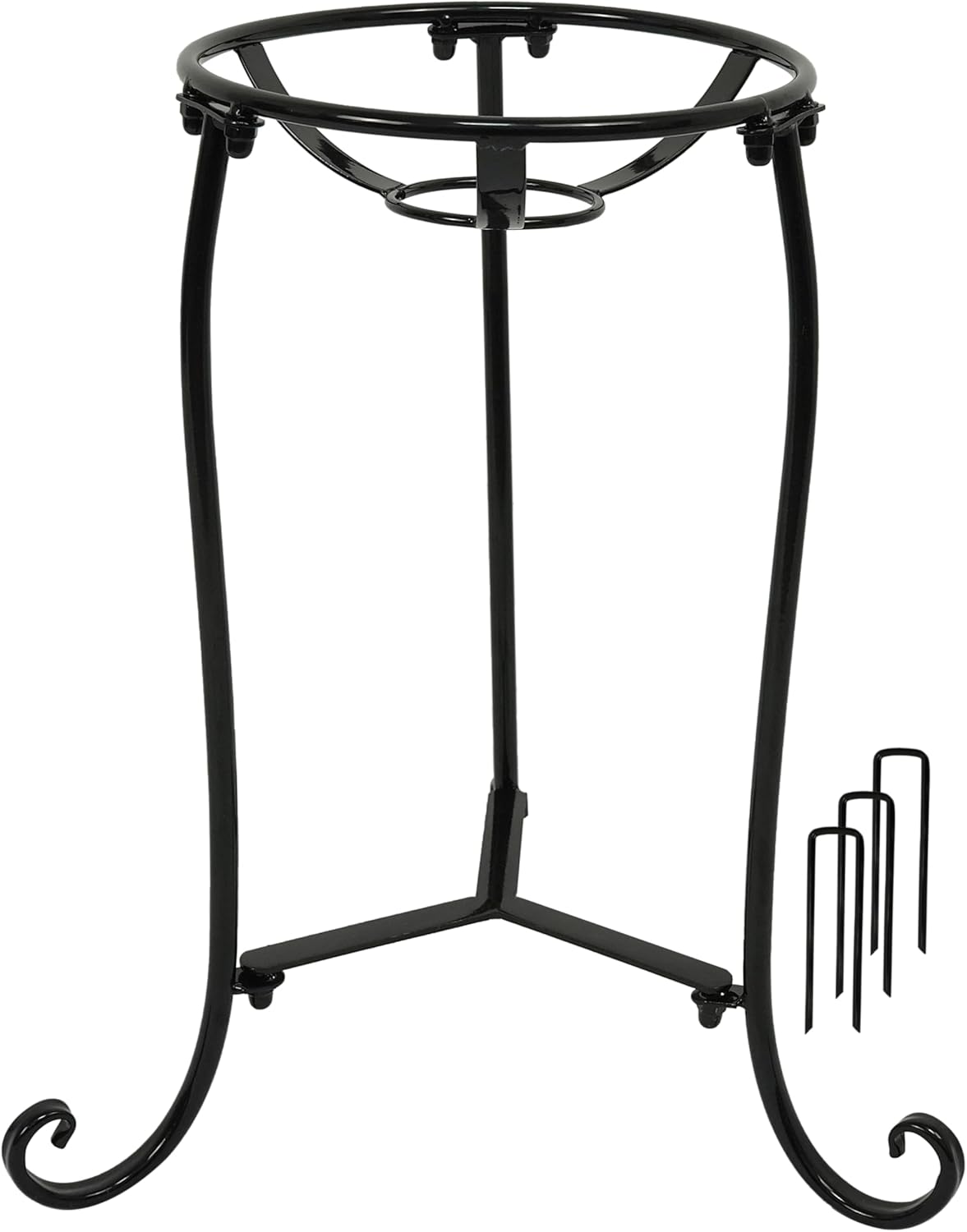 16" Tall Gazing Ball Stand for 10-12 inch Balls, Black Metal Gazing Globe Display Holder Stands for Outdoor Garden Clearance, 9" L x 9" W x 16" H