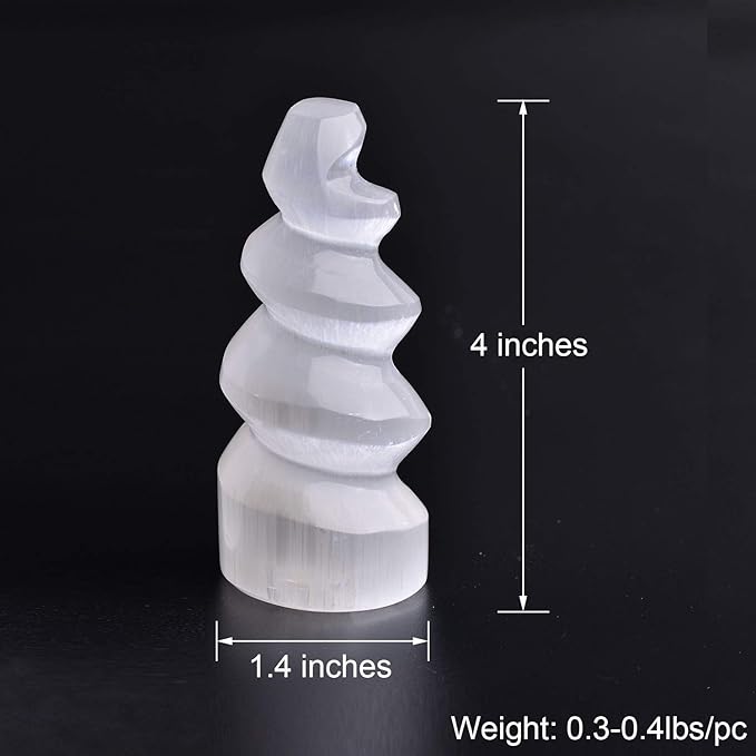 JIC Gem 4 pcs Selenite Tower Spiral Crystal Skyscraper 4" Tall White Healing Stones Home Decoration