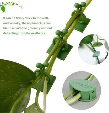 200 PCS Plant Climbing Wall Fixture Clips, Strong Self-Adhesive Plant Climbing Wall Fixture Clips Invisible Plant Vine Wall Clips for Indoor Outdoor Garden Green Leaf Decoration Wire Fixing