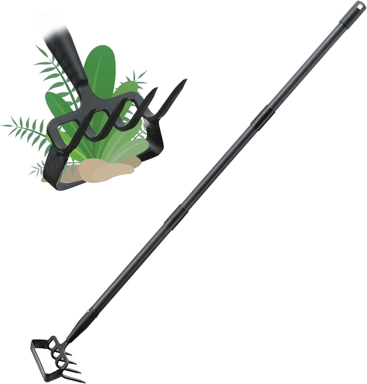 Oliynedy Stirrup Hoe Cultivator Garden Tool Heavy Duty,Scuffle Loop Hula Action Hoe Weeding Gardening Hand Tools for Women Kids Men,Metal Weeder Scraper Garden Hoe Rake Weed Puller Long Handle 32-72