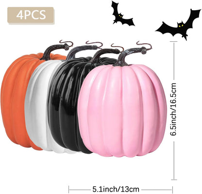Artmag 6 Inch Large Artificial Pumpkins, 4PCS Big Colorful Pumpkins Faux Foam Harvest Pumpkins for Fall Autumn Thanksgiving Seasonal Holiday Decor Decorations
