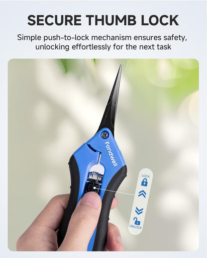 Fondwell 6.5" Pruning Shears Garden Scissors: 2 Pack of Ultra Sharp Trimming Scissors with Non-Stick Teflon Coating - Reliable Flower Snips for Managing Small Plants