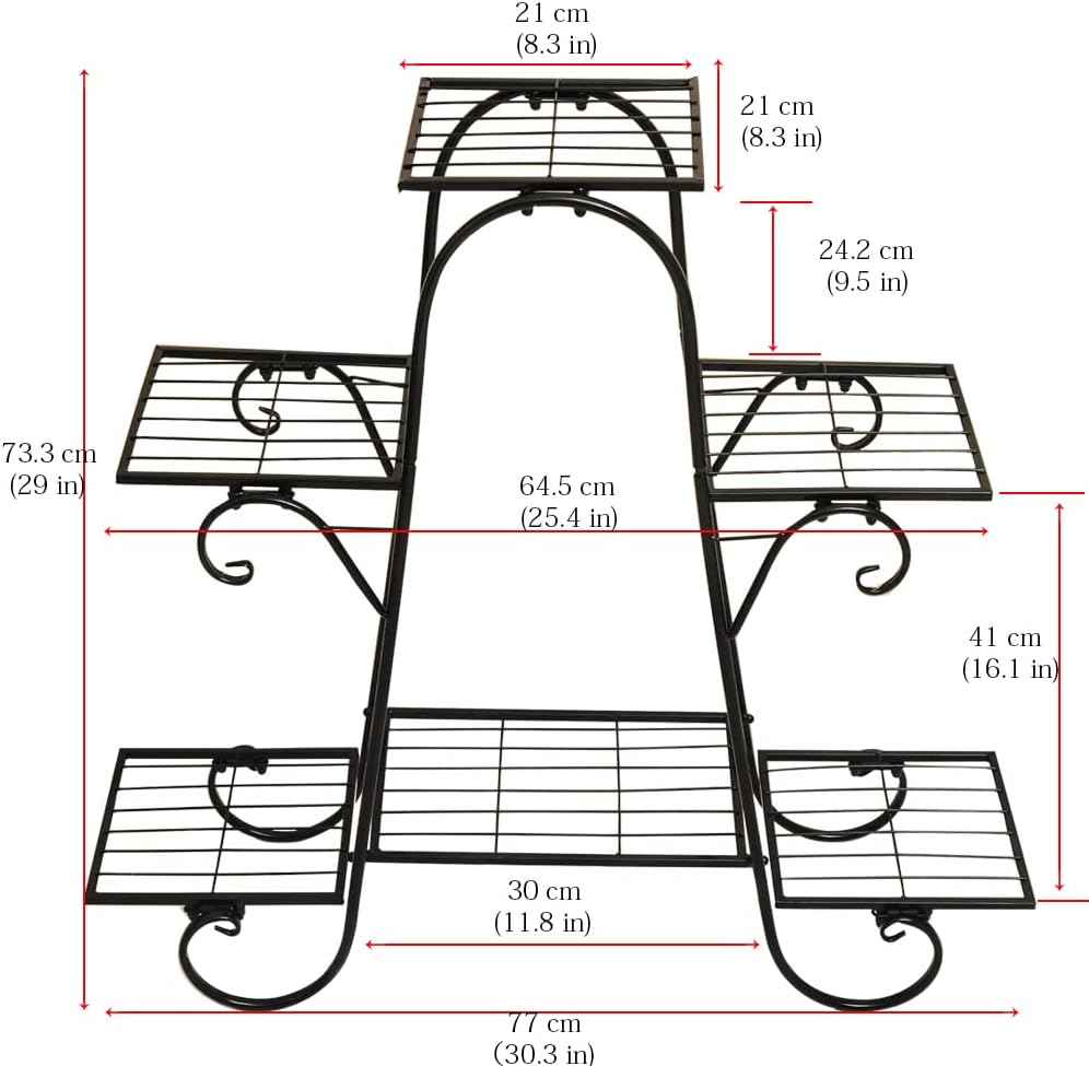 6 Tier Plant Stand Metal Flower Shelves Plant Display Stand Indoor Outdoor Patio Plant Rack Flower Pot Holder