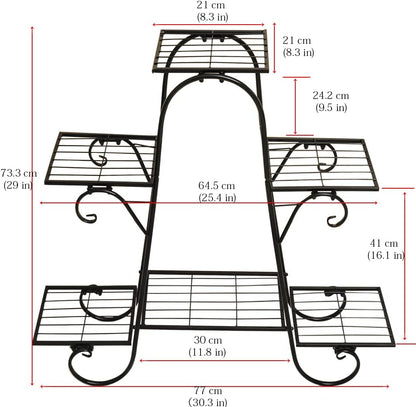 6 Tier Plant Stand Metal Flower Shelves Plant Display Stand Indoor Outdoor Patio Plant Rack Flower Pot Holder