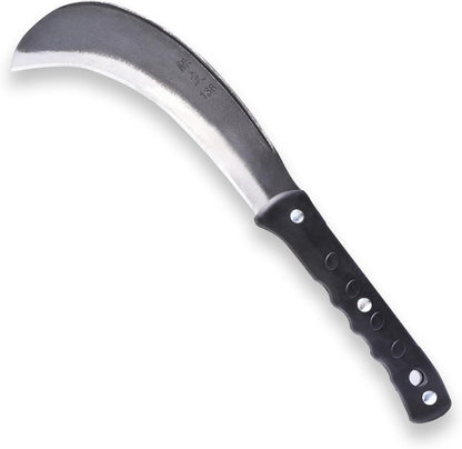 1pce 420mm/16.54in Manganese Steel Billhook Brush Clearing Sickle for Grass,Weeding Tools for Garden,Curved Sawtooth Sickle,Machete Axe for Cutting Trees,Steel Blade Knife in Hand