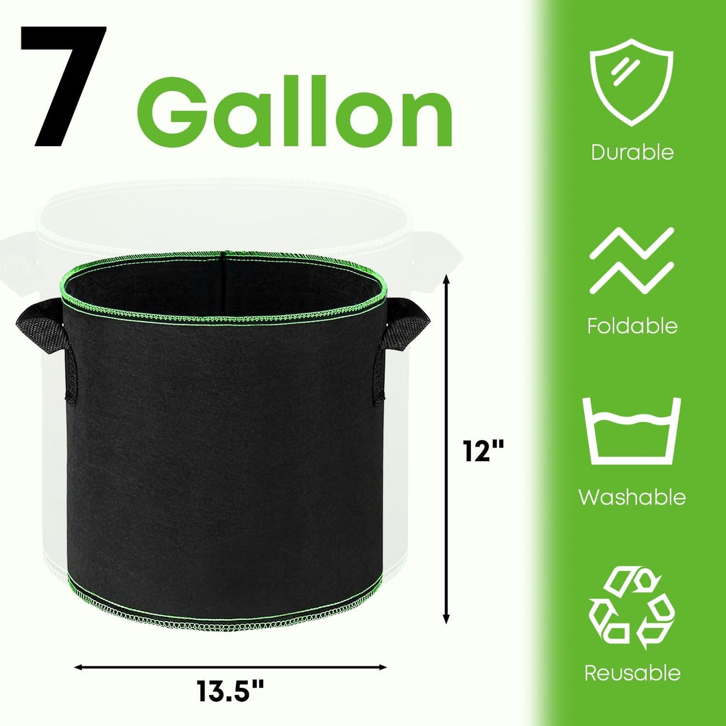 5-Pack 7 Gallon Grow Bags Heavy Duty Container Thickened Nonwoven Fabric Plant Pots with Handles