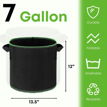 5-Pack 7 Gallon Grow Bags Heavy Duty Container Thickened Nonwoven Fabric Plant Pots with Handles