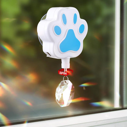 Electric Rotation Crystal Suncatcher, Rechargeable Prism Suncatcher for Pets Fun Home Window Decor, Gifts for Christmas & Birthdays with Two Crystals & Type C Cable
