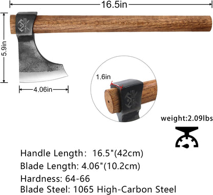 Throwing Axe Set, 16.5" Throwing Tomahawk with 1065 High Carbon Steel & Wooden Handle, Perfect for Axe Throwing Game for Backyard, Competition and Recreation