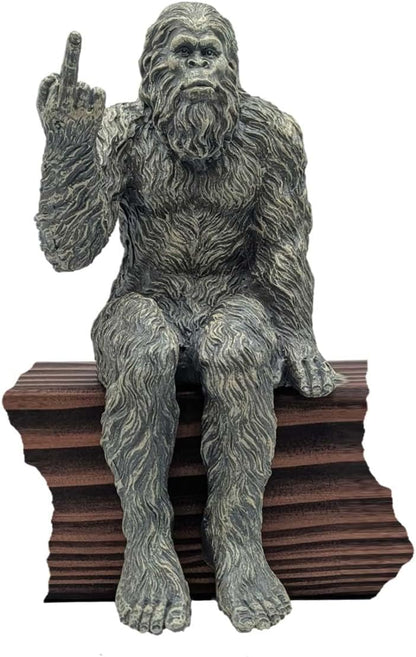 John Bernard & Company Bigfoot The Rude ‘Flipping The Bird’ Sasquatch Yeti Statue/Figurine Indoor/Outdoor Sculpture for Patio, Deck, Home, Office 10 in H Shelf Sitter Figurine (Stone Gray)